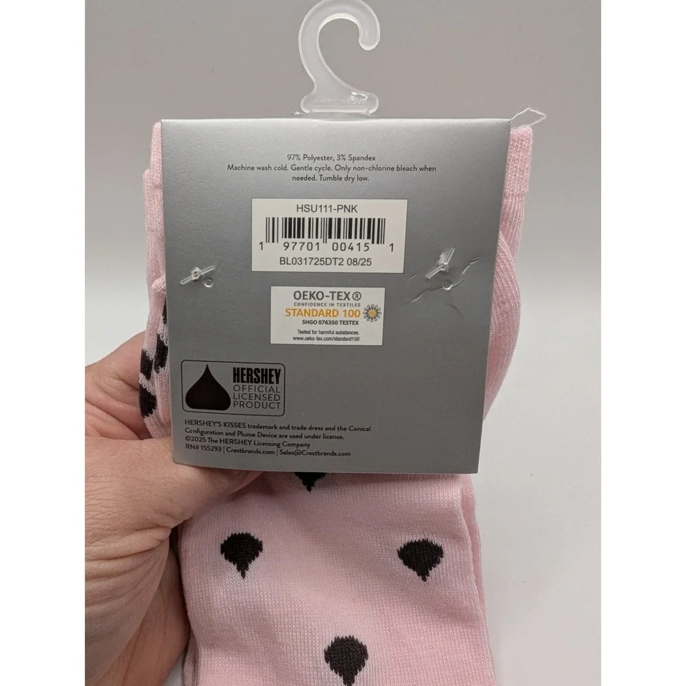 Hershey Chocolate Kisses Socks One Size Men's US Size 7-12 Pink Crew NWT